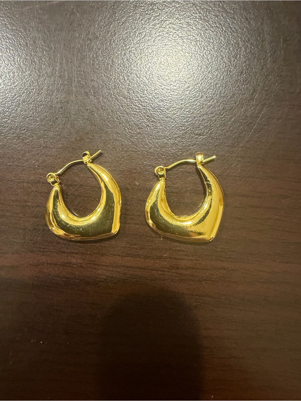 Gold Toned Sculpted Stainless Steel Crescent Hoop Earrings for Women